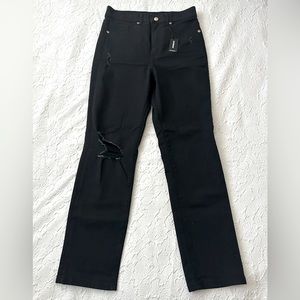 Express Black Denim Super High Rise Slim Distressed Size 6 Regular NWT